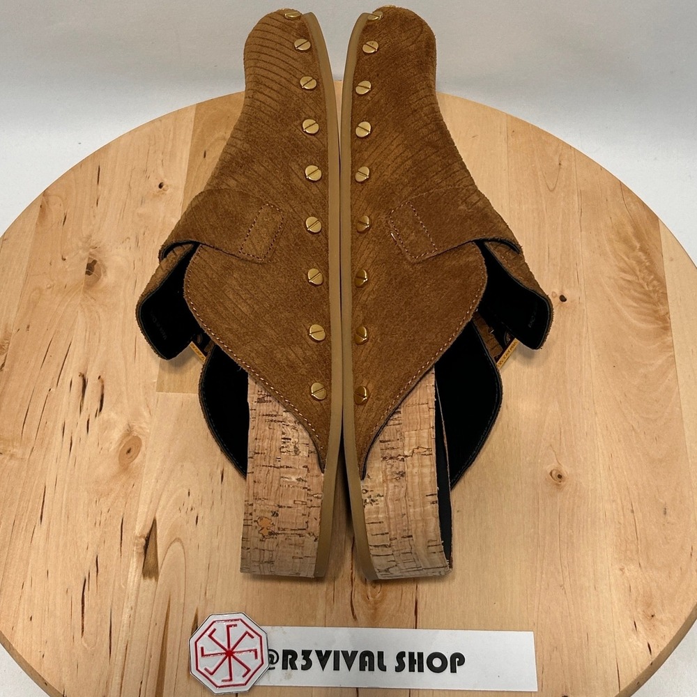 New Veronica Beard Fern Suede Studded Slip On Hazelwood Brown Clogs NWT - 9M - Picture 8 of 10